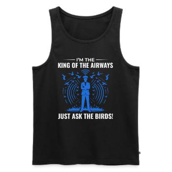 Contrôleur de la circulation aérienne ATC Aviation Humour Avion - Débardeur bio Premium Homme - noir - Devant - Michal (187cm)