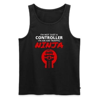Contrôleur aérien Ninja ATC Aviation Humour - Débardeur bio Premium Homme - noir - Devant - Michal (187cm)