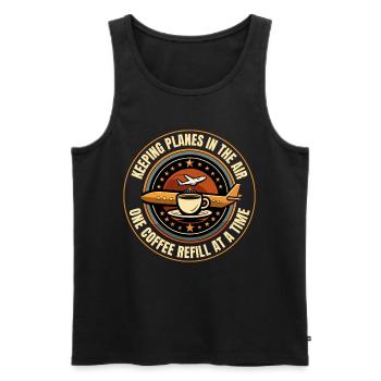 Contrôleur de la circulation aérienne Café ATC Aviation Humour - Débardeur bio Premium Homme - noir - Devant - Michal (187cm)