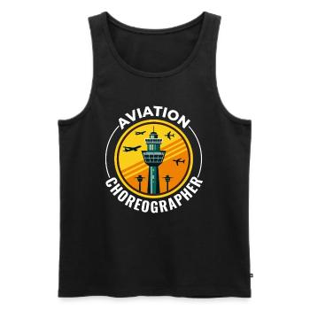Contrôleur de la circulation aérienne ATC Aviation Humour Avion - Débardeur bio Premium Homme - noir - Devant - Michal (187cm)