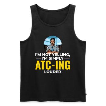 Contrôleur de la circulation aérienne ATC Aviation Humour Avion - Débardeur bio Premium Homme - noir - Devant - Michal (187cm)