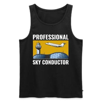 Contrôleur de la circulation aérienne ATC Aviation Humour Avion - Débardeur bio Premium Homme - noir - Devant - Michal (187cm)