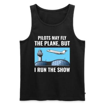 Contrôleur de la circulation aérienne ATC Aviation Humour Avion - Débardeur bio Premium Homme - noir - Devant - Michal (187cm)