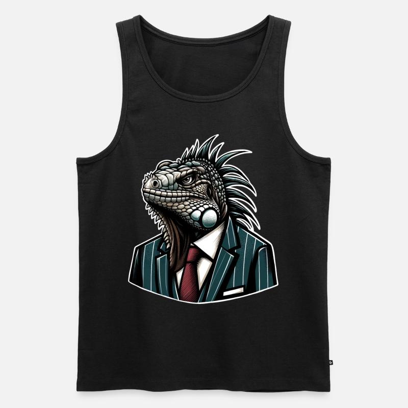 Leguan Im Anzug - Männer Premium Bio Tank Top - Schwarz