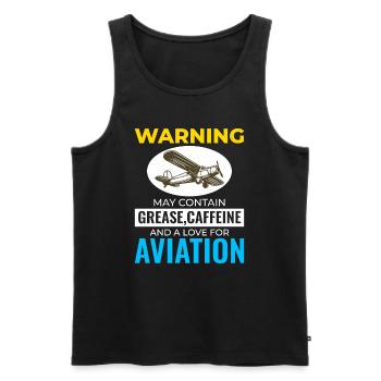 Aircraft Mechanic Aviation Technician Coffee Humor - Men's Premium Organic Tank Top - black - Front - AI Model Male 178 light (178cm)