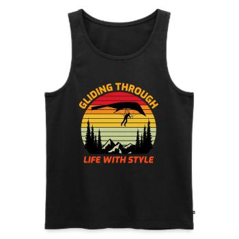 Drachenfliegen Luftsport Abenteuer Segelflug Pilot - Männer Premium Bio Tank Top - Schwarz - Vorne - AI Model Male 178 light (178cm)