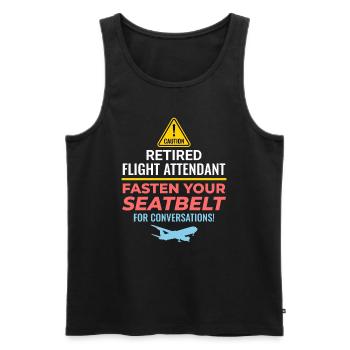 Retired Flight Attendant Aviation Cabin Crew - Men's Premium Organic Tank Top - black - Front - AI Model Male 178 light (178cm)