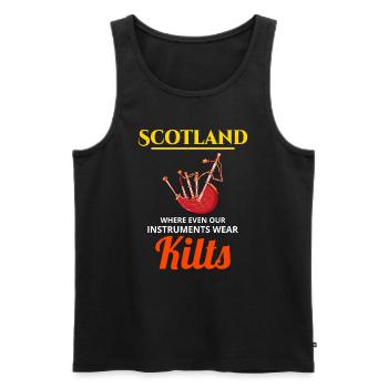 Bagpipe Player Instrument Scottish Scotland Kilts - Men's Premium Organic Tank Top - black - Front - AI Model Male 178 light (178cm)