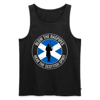 Bagpipe Player Instrument Scottish Scotland Flag - Men's Premium Organic Tank Top - black - Front - AI Model Male 178 light (178cm)