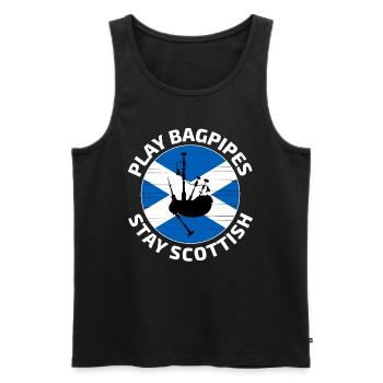 Bagpipe Player Instrument Scottish Scotland Flag - Men's Premium Organic Tank Top - black - Front - AI Model Male 178 light (178cm)