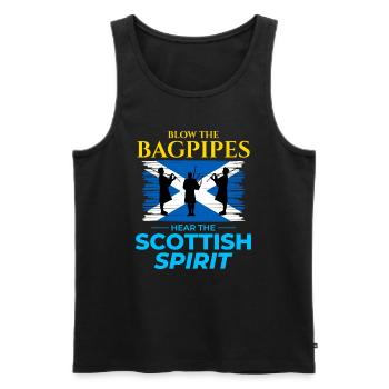 Bagpipe Player Instrument Scottish Scotland Flag - Men's Premium Organic Tank Top - black - Front - AI Model Male 178 light (178cm)