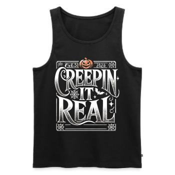 Creepin' It Real - Elegantes Halloween Shirt - Männer Premium Bio Tank Top - Schwarz - Vorne - AI Model Male 178 light (178cm)