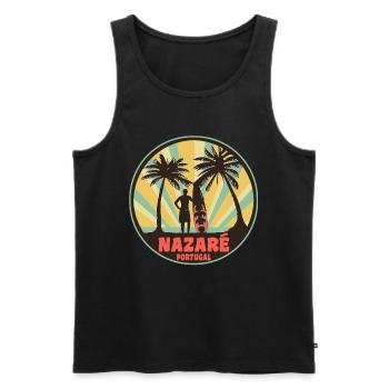 Nazare Portugal Surfer retro - Männer Premium Bio Tank Top - Schwarz - Vorne - AI Model Male 178 light (178cm)