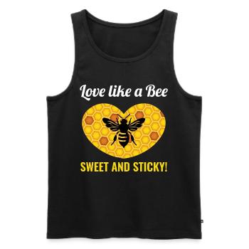 Honeybee Beekeeper Beekeeping Valentines Day Heart - Men's Premium Organic Tank Top - black - Front - Michal (187cm)
