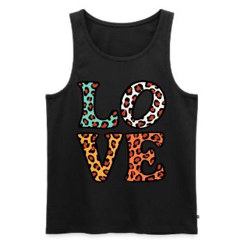 Signe de paix Amour des années 60 des années 70 Costume Groovy Hippie - Débardeur bio Premium Homme - noir - Devant - Michal (187cm)