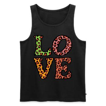 Signe de paix Amour des années 60 des années 70 Costume Groovy Hippie - Débardeur bio Premium Homme - noir - Devant - Michal (187cm)