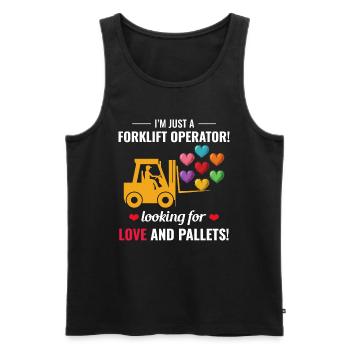 Forklift Operator Driver Valentine’s Day Funny - Men's Premium Organic Tank Top - black - Front - AI Model Male 178 light (178cm)