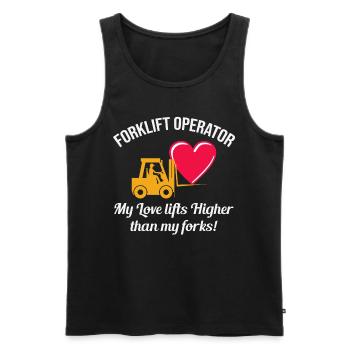 Forklift Operator Driver Valentine’s Day Funny - Men's Premium Organic Tank Top - black - Front - AI Model Male 178 light (178cm)
