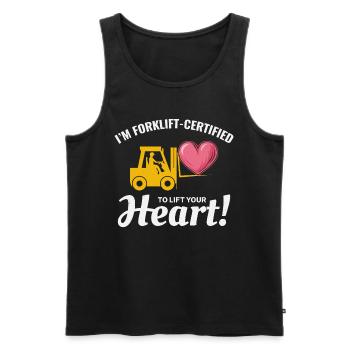 Forklift Operator Driver Valentine’s Day Funny - Men's Premium Organic Tank Top - black - Front - AI Model Male 178 light (178cm)