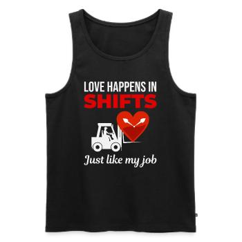 Forklift Operator Driver Valentine’s Day Funny - Men's Premium Organic Tank Top - black - Front - AI Model Male 178 light (178cm)