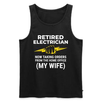 Elektriker im Ruhestand: Home Office - Männer Premium Bio Tank Top - Schwarz - Vorne - Michal (187cm)