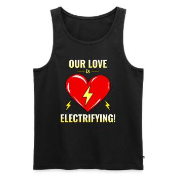 Electrician Valentine: Our Love is Electrifying - Men's Premium Organic Tank Top - black - Front - Michal (187cm)
