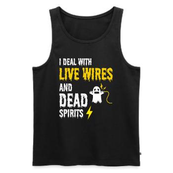 Electrician Halloween Humor Live Wires Dead Ghost - Men's Premium Organic Tank Top - black - Front - Michal (187cm)