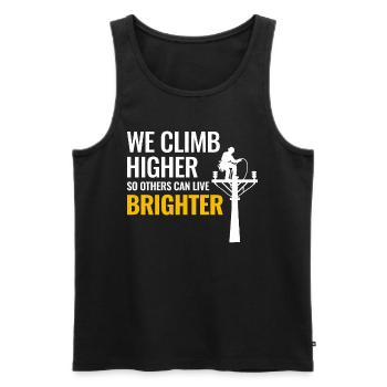 Lineman Climb Higher Bright Future Power Grid - Men's Premium Organic Tank Top - black - Front - AI Model Male 178 light (178cm)
