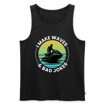 Ich mache Wellen & schlechte Witze Jetski fahren - Männer Premium Bio Tank Top - Schwarz - Vorne - AI Model Male 178 light (178cm)
