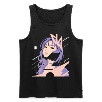 Weltraum-Nostalgie ✨ - Männer Premium Bio Tank Top - Schwarz - Vorne - Michal (187cm)