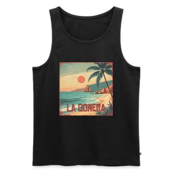 La Gomera - Männer Premium Bio Tank Top - Schwarz - Vorne - AI Model Male 178 light (178cm)
