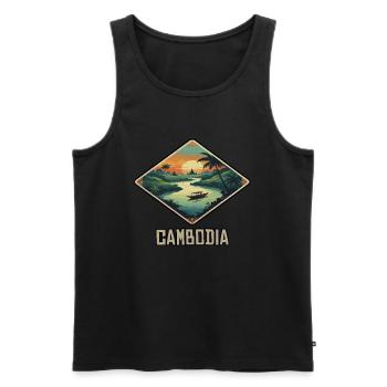 Cambodge - Débardeur bio Premium Homme - noir - Devant - AI Model Male 178 light (178cm)