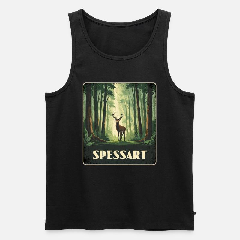 Spessart Hirsch Wald - Männer Premium Bio Tank Top - Schwarz
