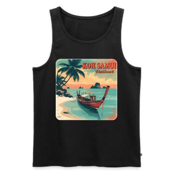 Koh Samui Thailand Longboat - Men's Premium Organic Tank Top - black - Front - AI Model Male 178 light (178cm)