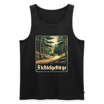 Fichtelgebirge Waldweg - Männer Premium Bio Tank Top - Schwarz - Vorne - Michal (187cm)