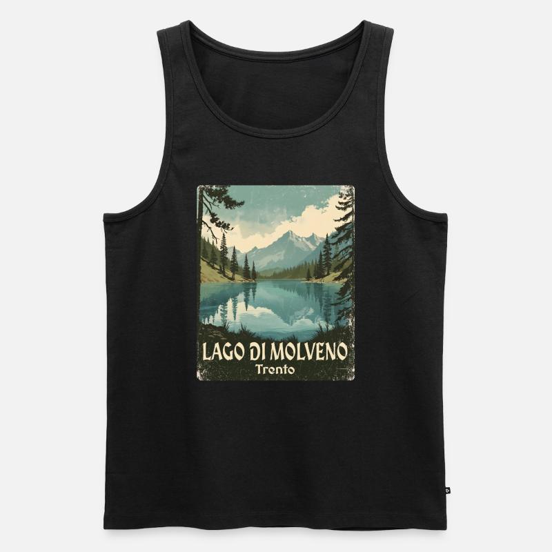 Molvenosee retro bergsee - Männer Premium Bio Tank Top - Schwarz