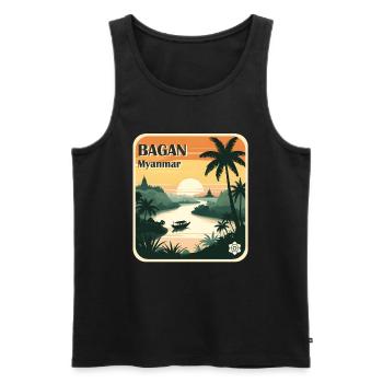 Bagan, Myanmar - Débardeur bio Premium Homme - noir - Devant - Michal (187cm)
