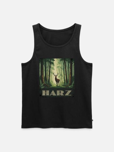 Harz Wald und Hirsch - Männer Premium Bio Tank Top - Schwarz