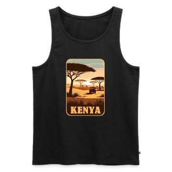 Safari Afrique Kenya - Débardeur bio Premium Homme - noir - Devant - Michal (187cm)