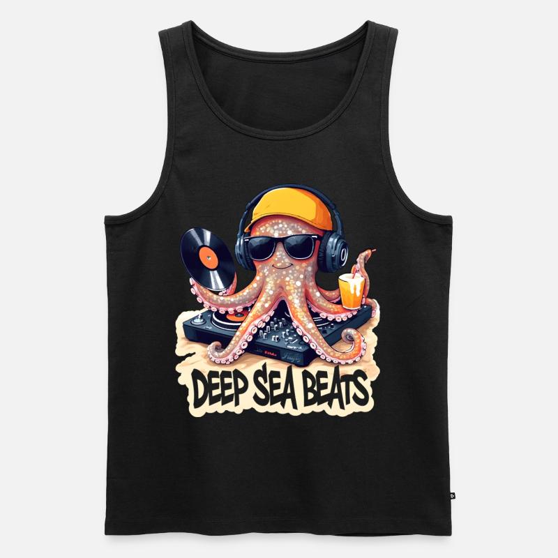 Deep Sea Beats – DJ Oktopus 🐙 - Männer Premium Bio Tank Top - Schwarz