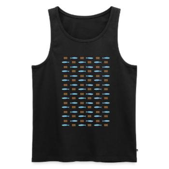 Minimalist Sardines and Waves Pattern for Summer - Men's Premium Organic Tank Top - black - Front - AI Model Male 178 light (178cm)