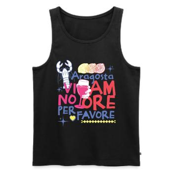 Homard Vin et Amour Cadeau Italien été drôle - Débardeur bio Premium Homme - noir - Devant - AI Model Male 178 light (178cm)