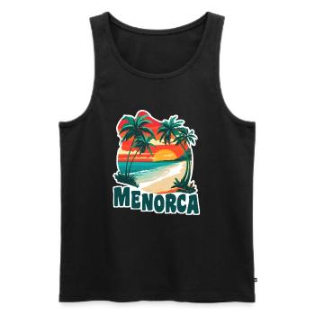 Menorca Palmen und Sandstrand - Männer Premium Bio Tank Top - Schwarz - Vorne - AI Model Male 178 light (178cm)