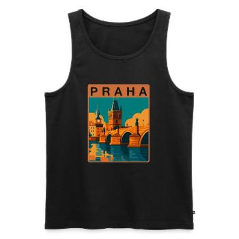 Prag Karlsbrücke - Männer Premium Bio Tank Top - Schwarz - Vorne - AI Model Male 178 light (178cm)