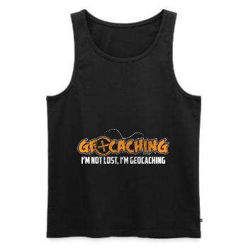 Geocache Caching Nature - Men's Premium Organic Tank Top - black - Front - AI Model Male 178 light (178cm)