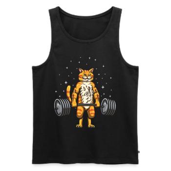 Le poids de chat Soulever la croix Fitness - Débardeur bio Premium Homme - noir - Devant - AI Model Male 178 light (178cm)
