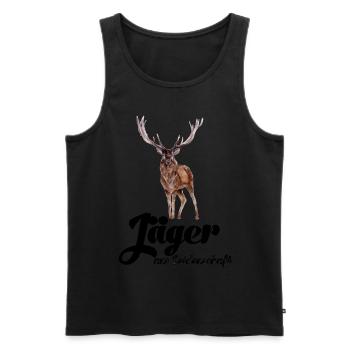 Chasseur par passion Chasse Chasse Papa Chasse - Débardeur bio Premium Homme - noir - Devant - AI Model Male 178 light (178cm)