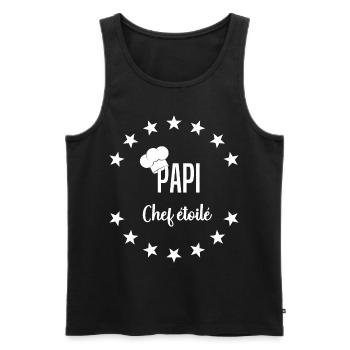 Papi Chef étoilé - toque, étoiles, meilleur papy - Débardeur bio Premium Homme - noir - Devant - AI Model Male 178 light (178cm)