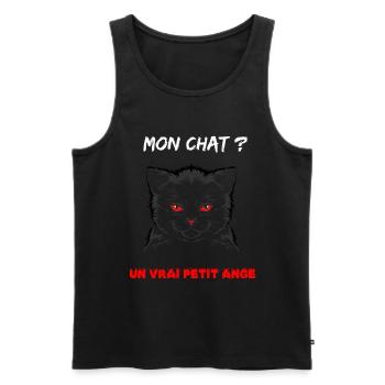 Chat mignon diabolique - Débardeur bio Premium Homme - noir - Devant - Michal (187cm)
