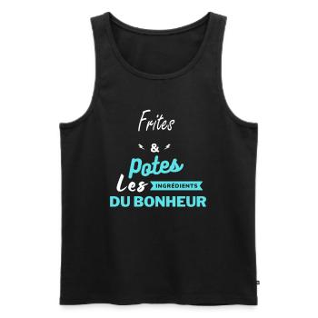 potes les ingrédients du bonheur Frites - Débardeur bio Premium Homme - noir - Devant - Michal (187cm)